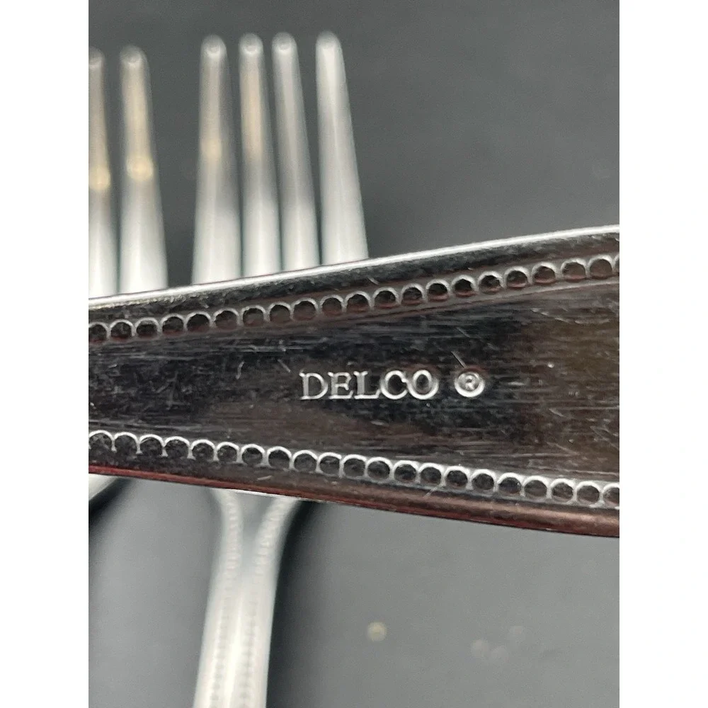 DELCO Prima Stainless Flatware Lot 4 Dinner Forks Beaded Replacement